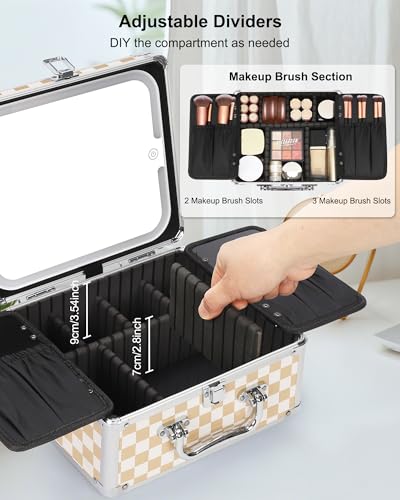 Makeup Bag with LED Mirror (Plaid / Small)