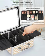 Makeup Bag with LED Mirror (Plaid / Small)