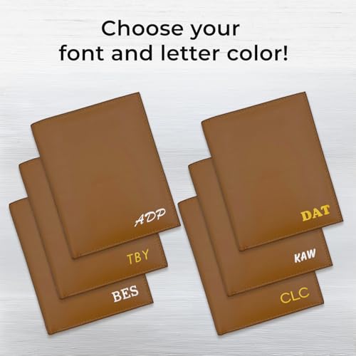 Deluxe Personalized Monogrammed Light Brown RFID Leather Passport Wallet (Light Brown / Deluxe)