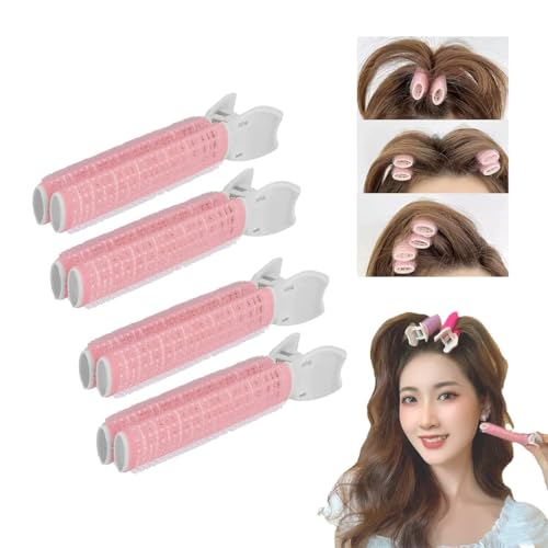 4Pcs Pink Hair Rollers with Clip