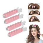 4Pcs Pink Hair Rollers with Clip