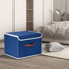 Foldable Storage Boxes with Lids 5 Pack Fabric Storage Bins with Lids (5 pack / Classic Blue)