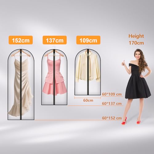 Long Garment Bag 60'' for Womens Dress Long Gowns Hanging Clothes (60" 1PK)