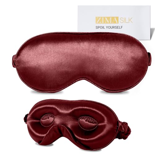 Adjustable 3D 22 Momme 100% Mulberry Silk Sleep Mask (Burgundy / 1 Count (Pack of 1))