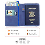 Premium Leather Passport Holder Covers Case (ELA-Dark blue)