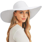 Sun Hats for Women Wide Brim Summer Hat Large Floppy Sun Straw Hat Foldable Packable Beach Hats UPF 50+ (Medium Size: White / Brim 5.5" (Head Circumference 22-22.8"))