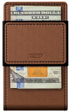 Slim Minimalist Wallets for Men (Legacy (Full Grain Brown Leather | Satin Gun Metal))