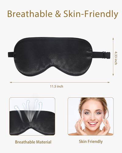 4 Pack Silk Sleep Mask (005 Black*2pcs & Blue*2pcs)