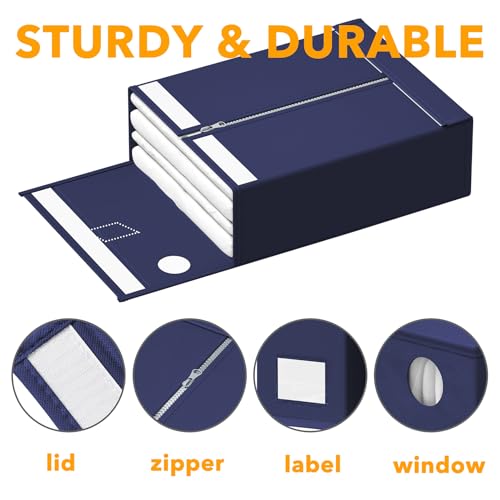 3 Pack Bed Sheet Organizers and Storage (3 Pack / Navy Blue)