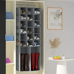 18+2 Section Hanging Shoe Organizer with Side Pockets (Grey With 10 Mesh Pockets / 20 Sections)