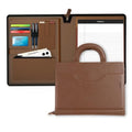PU Leather Padfolio Portfolio with Handle (Brown)