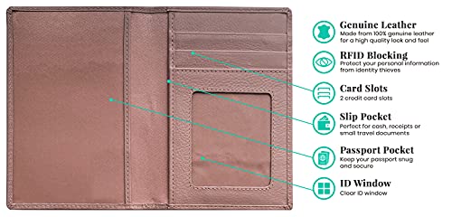 Personalized Monogrammed Blush Leather RFID Passport Wallet (Blush / Minimalist)
