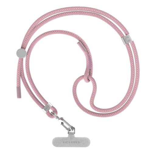 6mm Rope Cross Body Strap with Card (6mm / Blush Pink With Silver Clasp)
