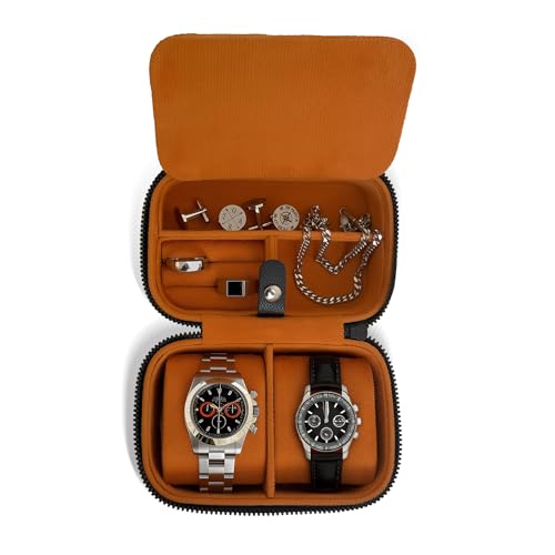 Luxury Watch Travel Case for Men (Black & Orange)