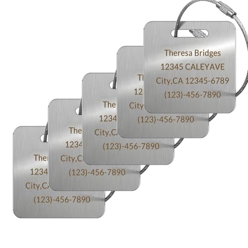 5Pack) Custom Personalized Luggage Tags-Customized Unique tag for Suitcase Backpack Travel,Bags (Metal (2 × 2)) (Metal (2 × 2))