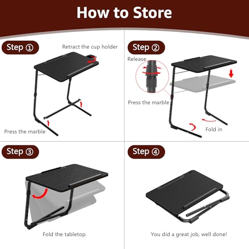 Adjustable TV Tray Black Dinner (Black)