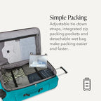 Sion Softside Expandable Spinner Luggage Durable Lightweight Travel Suitcase (Checked-Large 29-Inch / Teal)