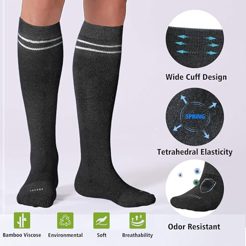 Viscose Made from Bamboo Compression Socks for Women&Men 20 (Large / 4 Pair-grey)