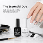 Beetles Black White Gel Polish Set (Q - Creme Black & White | Black & White (2 Pcs))