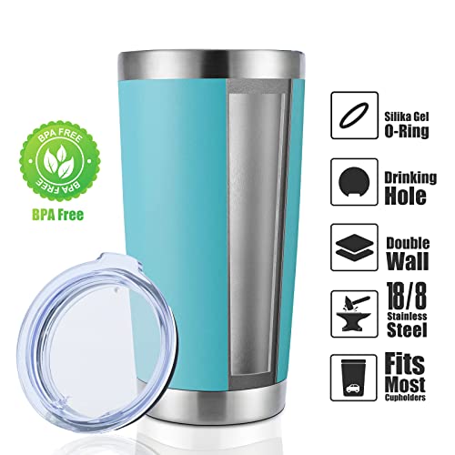 20oz Stainless Steel Tumbler Bulk with Lid (8 Count (Pack of 1) / Light Blue-1)
