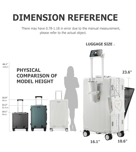 PC Hardside Carry On Luggage (A1-Ivory White (zipperless closure) / 22.5")