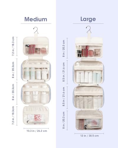 Travel Toiletry Bag for Women (C-Greyish Blue Stripe / Large)
