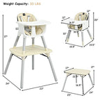 High Chair 5 in 1 Convertible Highchair for Babies & Toddlers (Beige)