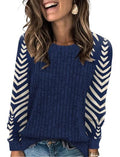 Womens Tops Long Sleeve Shirts Sweaters for Women Fall Teacher Outfits (Small / Blue Apricot)