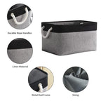 Collapsible Storage Bin for Shelves (Black&Grey / 3PCS/Large - 15.7Lx11.8Wx8.3H)