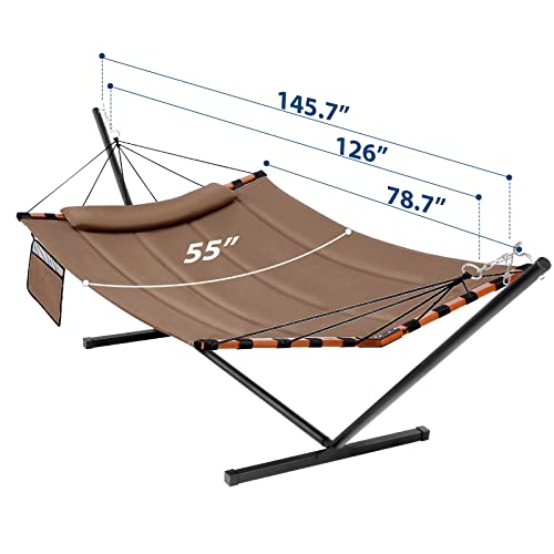 12FT 2 Person Hammock with Stand V (Brown)