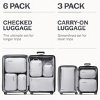 Ultralight Compression Packing Cubes for Travel (6-Pack / Grey)