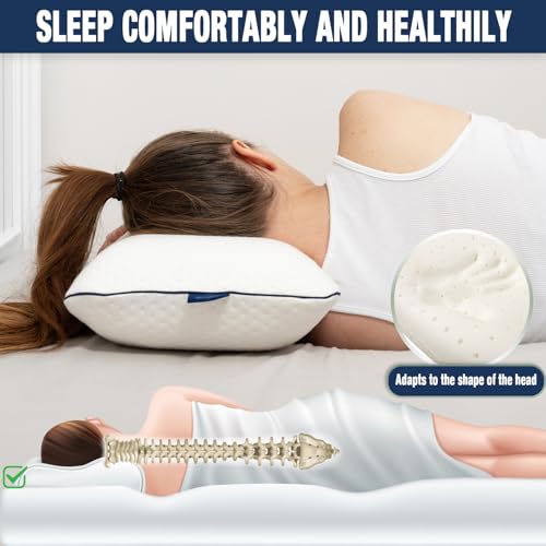 Travel & Camping Comfortable Memory Foam Pillow (15.7 x 10.6 x 3.9 In - White + Extra Cover)