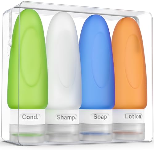 Leak Proof Travel Bottles (3oz 4pc - White/Blue/Green/Orange)