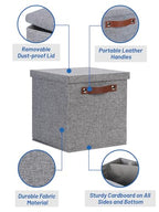 Foldable Fabric Storage Bins with Lids (10.5×10.5×10.5 / A-Gray)