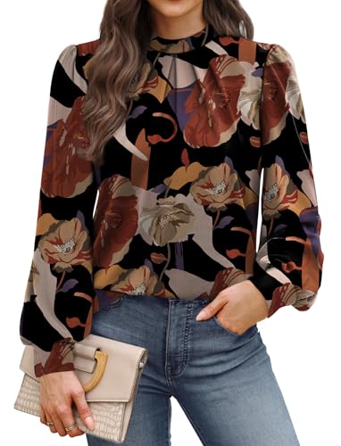 Fall Outfits for Women 2026 Long Sleeve Shirts Early Womens Fall Fashion 2026 Must Haves Womens Tops for Teachers School Outfits Winter Clothing Trendy Clothes Blouses Floral Print XL (01 - Floral Printb / X-Large)