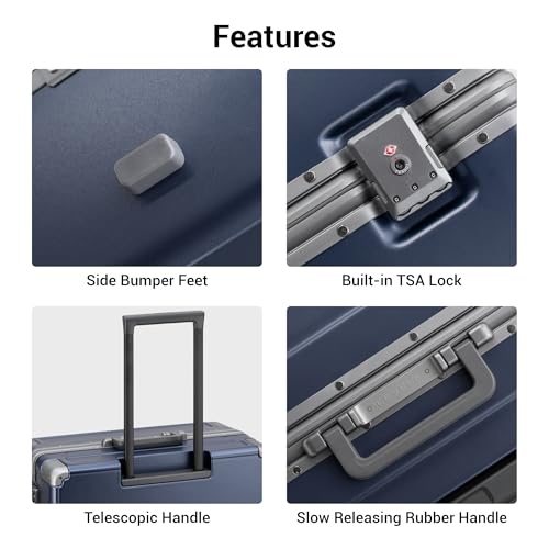 Zipperless Large Suitcases Hardshell Checked Luggage 28 Inch (Blue / Checked 28 Inch)
