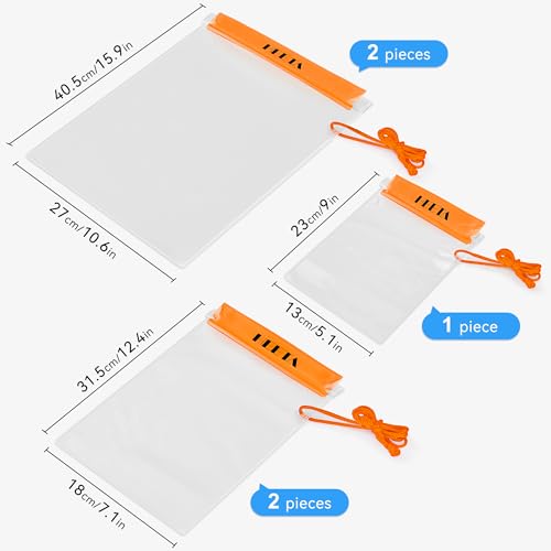 5 Pack Clear Waterproof Dry Bag Pouch (Orange)