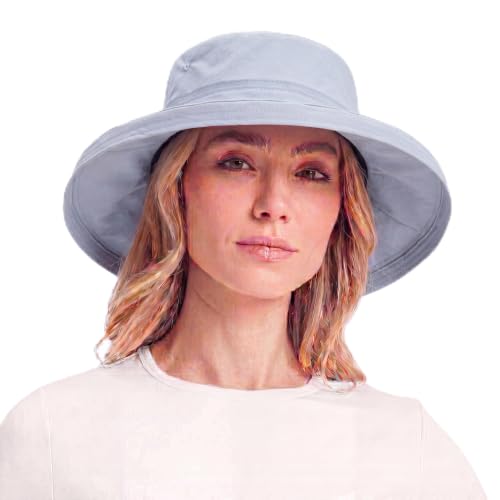 UVCoolix Women's UPF 50+ Wide Brim Cooling Sun Hat (Medium-Large / Dusty Blue)