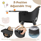 6-in-1 High Chair, Convertible Highchair for Babies and Toddlers/Kids Chair Table Set/Infant Feeding Chair w/Safety Harness, PU Leather Cushion & Removable Food Tray (Coffee) (Coffee)