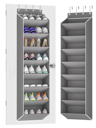 Over The Door Shoe Organizer Storage Fit 16 (B Grey / 1 PACK)