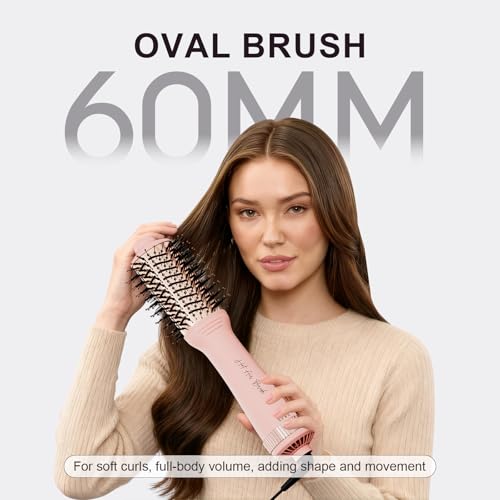 1200W Big Size Hair Dryer Brush (60mm Oval / 60mm Oval-pink)
