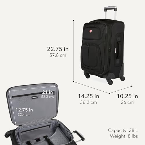 Sion Softside Expandable Spinner Luggage Durable Lightweight Travel Suitcase (2-Piece Set (Carry-On/Backpack) / Black)
