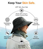 Safari Hat for Men Sun Hats for Women UV Protection UPF 50+ Fishing (Black Camouflage Standard 1 Pack / Safari)