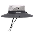 Womens Summer Sun Hat Beach Hat Wide Brim Outdoor UV Protection Hat Foldable Cool Mesh Ponytail Bucket Hat (6-7 / Light Grey-grey)