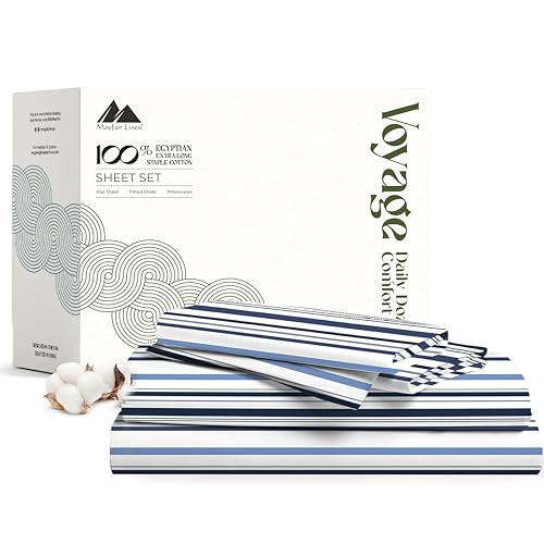 100% Egyptian Cotton Queen Size Sheets Set (Queen / 20 - Variegated Blue)