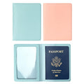 2 Pack Passport covers and Vaccine Card Holder PU Leather Passport Wallet Vaccine Case Protector Slot Travel Passport Wallets for Women & Men (Blue & Pink)