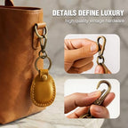 Genuine Leather Airtag Holder Compatible with Apple AirTag Keychain 2nd & 1st Gen (Light Brown)