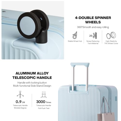 Checked Luggage Hardshell Suitcases with Wheels (Glacier Blue / 26-inch)