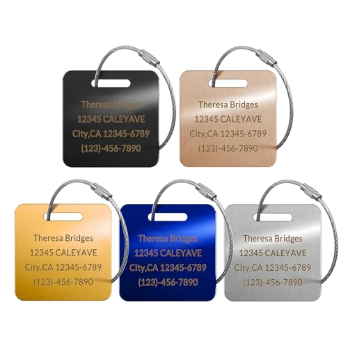 5Pack) Custom Personalized Luggage Tags-Customized Unique tag for Suitcase Backpack Travel,Bags (Metal (2 × 2)) (Metal (2 × 2))