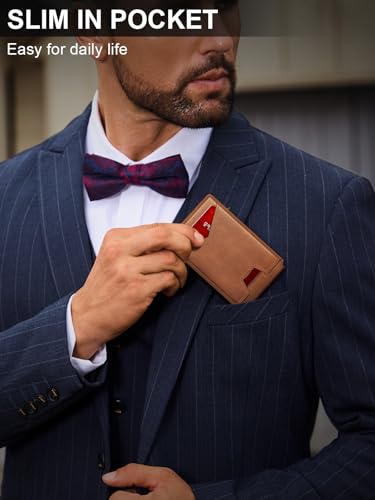 Wallet for Men RFID Wallet with Money Clip (Brown)